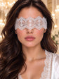 White Sheer Floral Lace Eye Mask with Ribbon Ties | Romantic Boudoir Blindfold for Women, Bridal Night, Honeymoon & Sleepwear