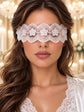White Sheer Lace Blindfold for Women | Floral Ribbon Tie Eye Mask for Boudoir, Bridal Night, Honeymoon & Romantic Wear