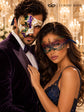 Purple Gold Green Phantom Mask for Men & Rainbow Lace Mask for Women | Colorful Venetian Masquerade Couple Set - image 2