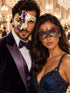 Purple Gold Green Phantom Mask for Men & Rainbow Lace Mask for Women | Colorful Venetian Masquerade Couple Set - main image