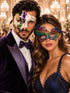 Rainbow Swan Lace Mask for Women & Purple Gold Green Phantom Mask for Men | Colorful Venetian Masquerade Couple Masks - main image