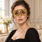 Gold Masquerade Mask with Clear Rhinestones for Women, Heart Design Metal Eye Mask for Prom and Costume Parties - image 2