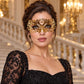 Gold Masquerade Mask with Clear Rhinestones for Women, Heart Design Metal Eye Mask for Prom and Costume Parties - image 3