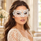 White Masquerade Mask with Clear Rhinestones for Women, Heart Design Metal Eye Mask for Prom and Costume Parties - image 2