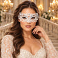 White Masquerade Mask with Clear Rhinestones for Women, Heart Design Metal Eye Mask for Prom and Costume Parties - image 3