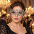Silver Masquerade Mask with Clear Rhinestones for Women, Heart Design Metal Eye Mask for Prom and Costume Parties - main image