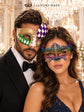 Rainbow Crown Lace Mask for Women & Gold Purple Green Checkered Mask for Men | Ornate Venetian Masquerade Couple Set - image 3