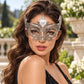 Silver Masquerade Mask with Clear Rhinestones for Women, Tall Cutout Design Eye Mask for Prom and Costume Parties - image 4