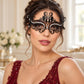 Black Masquerade Mask with Clear Rhinestones for Women, Raised Sides Eye Mask for Prom and Costume Parties - image 2