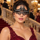 Black Masquerade Mask with Clear Rhinestones for Women, Raised Sides Eye Mask for Prom and Costume Parties - image 3