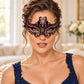 Black Masquerade Mask with Pink Rhinestones for Women, Raised Sides Eye Mask for Prom and Costume Parties - image 2