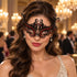 Black Masquerade Mask with Red Rhinestones for Women, Raised Sides Eye Mask for Prom and Costume Parties - main image