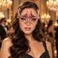 Rose Gold Masquerade Mask with Clear Rhinestones for Women, Raised Sides Eye Mask for Prom and Costume Parties - main image