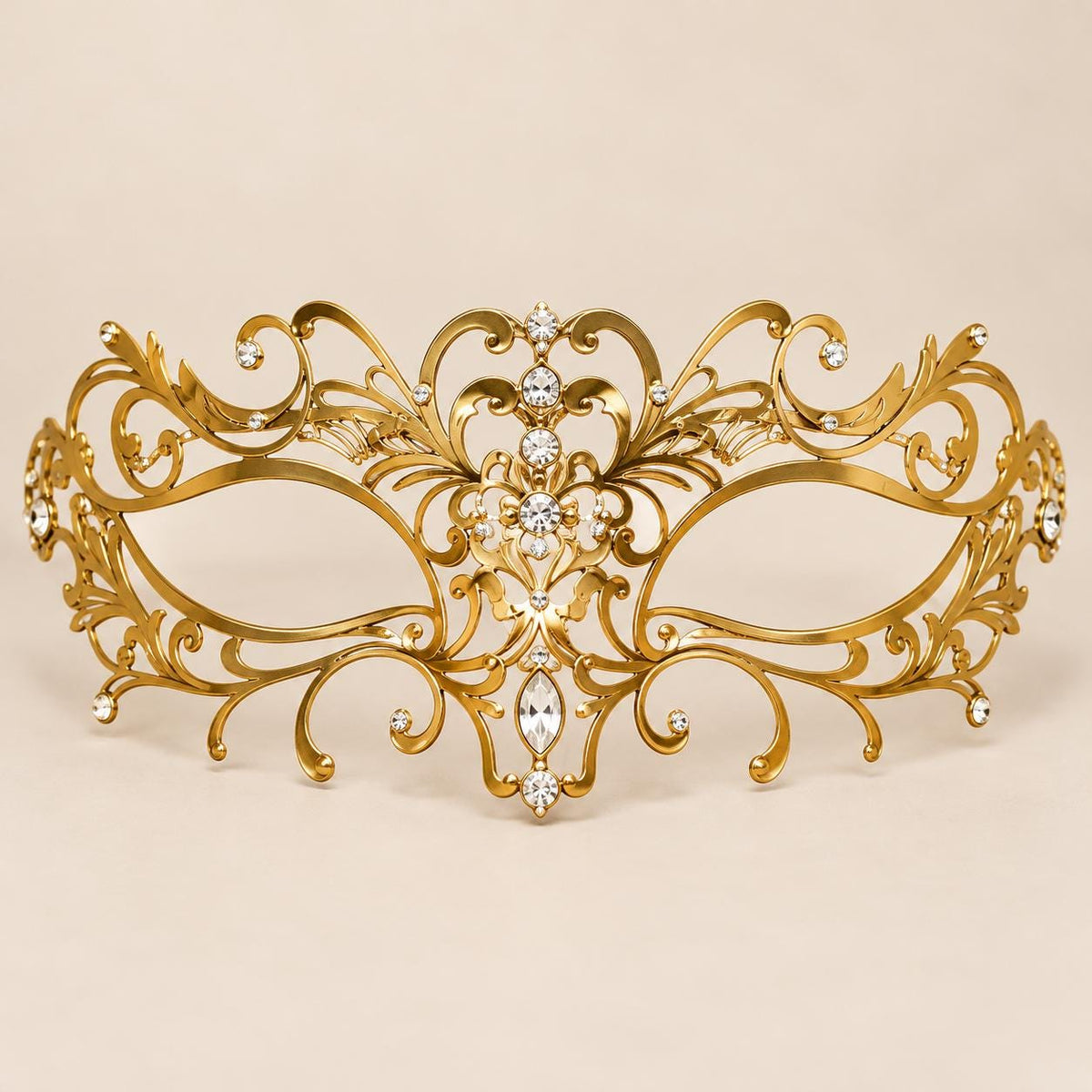 Gold Floral Masquerade Mask with Clear Rhinestones for Women, Metal Eye Mask for Prom and Costume Parties - image 5