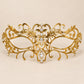 Gold Floral Masquerade Mask with Clear Rhinestones for Women, Metal Eye Mask for Prom and Costume Parties - image 5