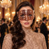 Rose Gold Diamond Pattern Masquerade Mask with Clear Rhinestones for Women - main image