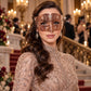 Rose Gold Diamond Pattern Masquerade Mask with Clear Rhinestones for Women - image 3