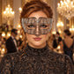 Silver Diamond Masquerade Mask with Clear Rhinestones for Men and Women, Metal Eye Mask for Prom and Costume Parties - main image