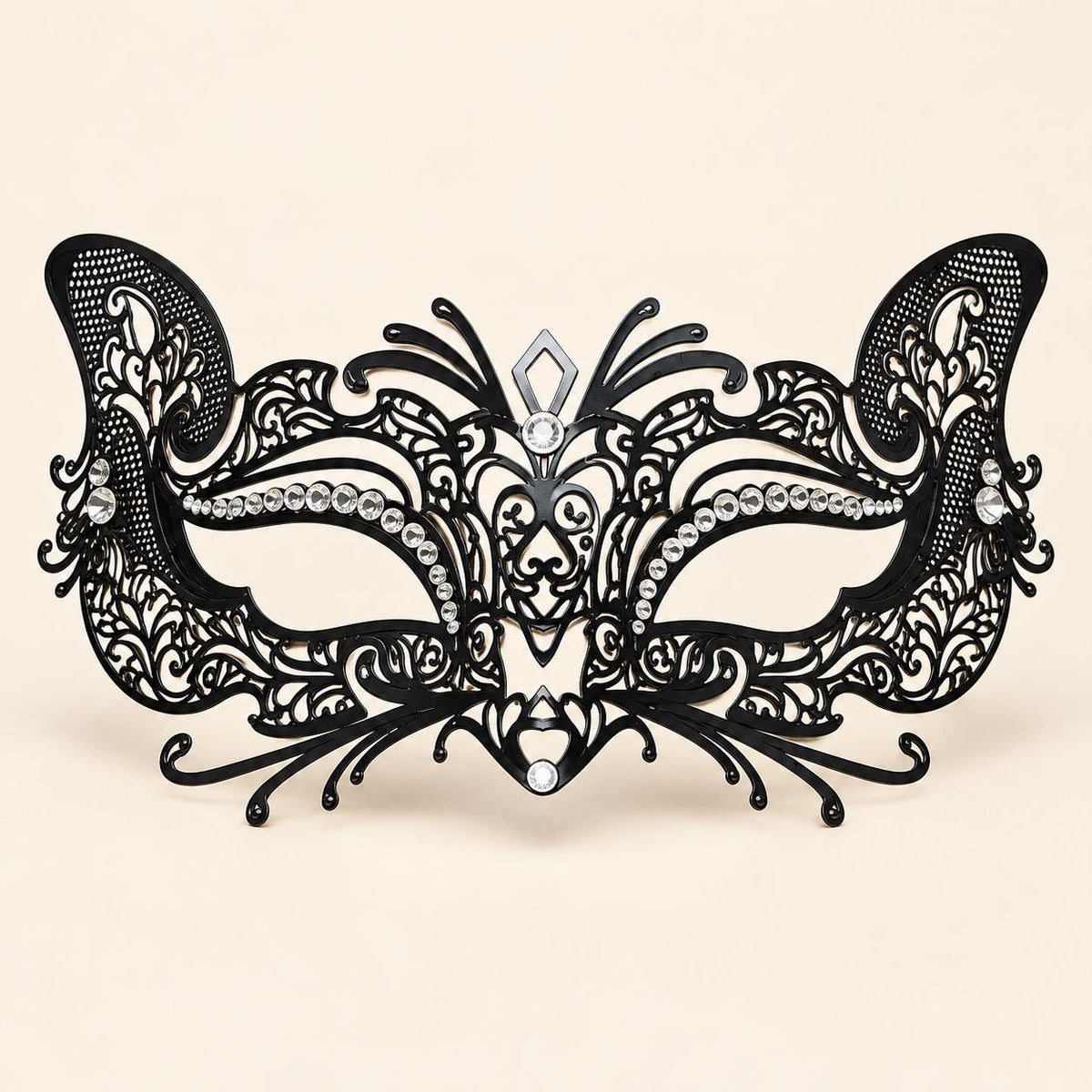 Black Butterfly Masquerade Mask with Clear Rhinestones for Women - image 5