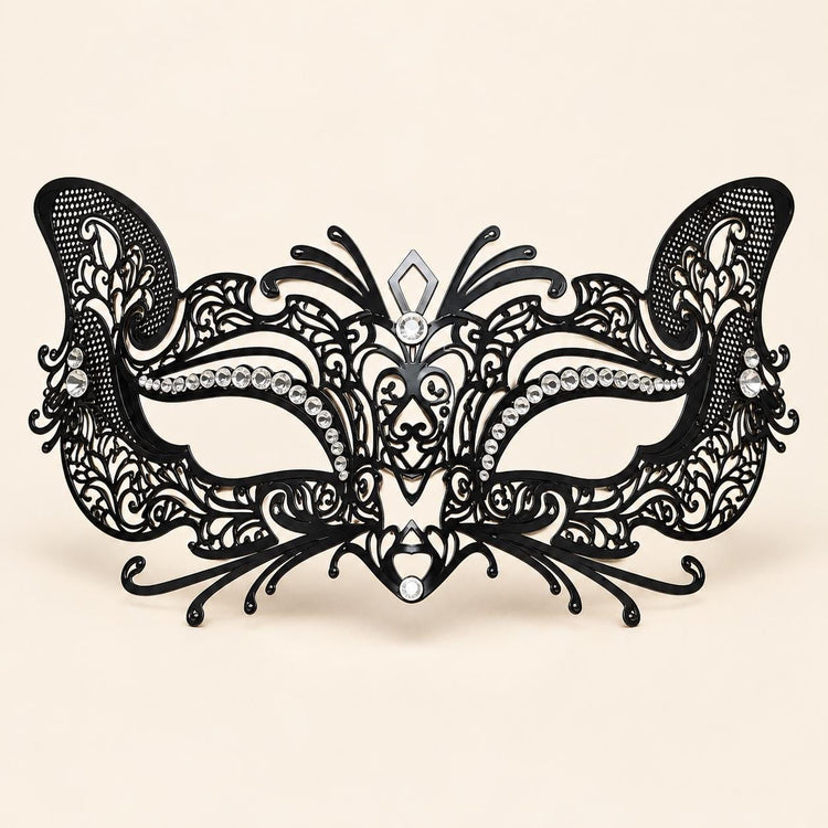 Black Butterfly Masquerade Mask with Clear Rhinestones for Women - image 5