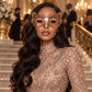 Rose Gold Butterfly Masquerade Mask with Clear Rhinestones for Women - image 3