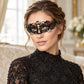 Black Curved Cutout Masquerade Mask with Clear Rhinestones for Women - image 2