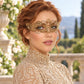 Gold Curved Cutout Masquerade Mask with Clear Rhinestones for Women - image 4