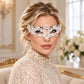 White Curved Cutout Masquerade Mask with Clear Rhinestones for Women - image 2