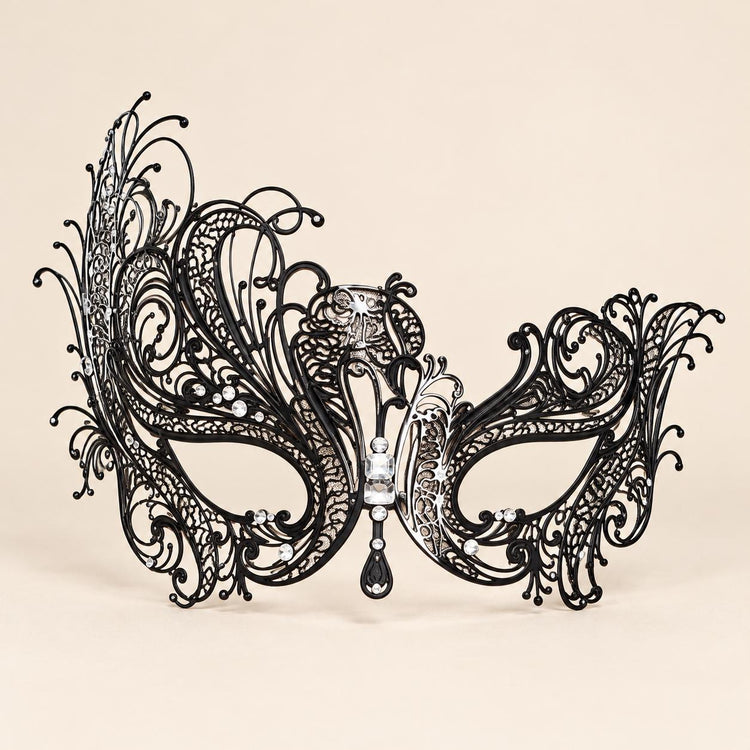 Black Swan Wing Masquerade Mask with Clear Rhinestones for Women - image 5