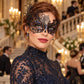 Black Swan Wing Masquerade Mask with Blue Rhinestones for Women - image 3