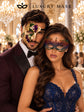 Purple Gold Green One Eye Phantom Mask for Men with Rainbow Lace Mask for Women | Colorful Venetian Masquerade Duo - image 3