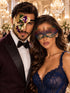Purple Gold Green One Eye Phantom Mask for Men with Rainbow Lace Mask for Women | Colorful Venetian Masquerade Duo - main image