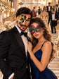 Purple Gold Green One Eye Phantom Mask for Men & Rainbow Swan Lace Mask for Women | Venetian Colorful Couple Masquerade Masks - image 4