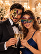 Purple Gold Green One Eye Phantom Mask for Men & Rainbow Swan Lace Mask for Women | Venetian Colorful Couple Masquerade Masks - image 5