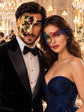 Rainbow Phantom Lace Mask for Women with Purple Gold Green One Eye Phantom Mask for Men | Venetian Masquerade Couple Set - main image