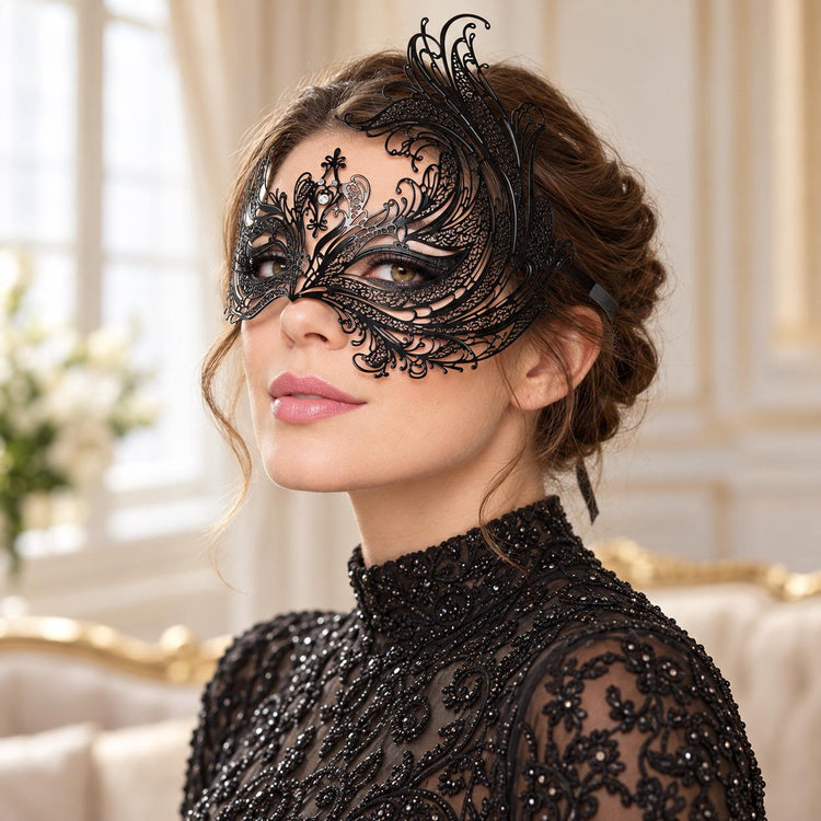Black Swan Wing Masquerade Mask with Clear Rhinestones for Women - image 2
