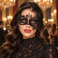 Black Swan Wing Masquerade Mask with Red Rhinestones for Women - main image
