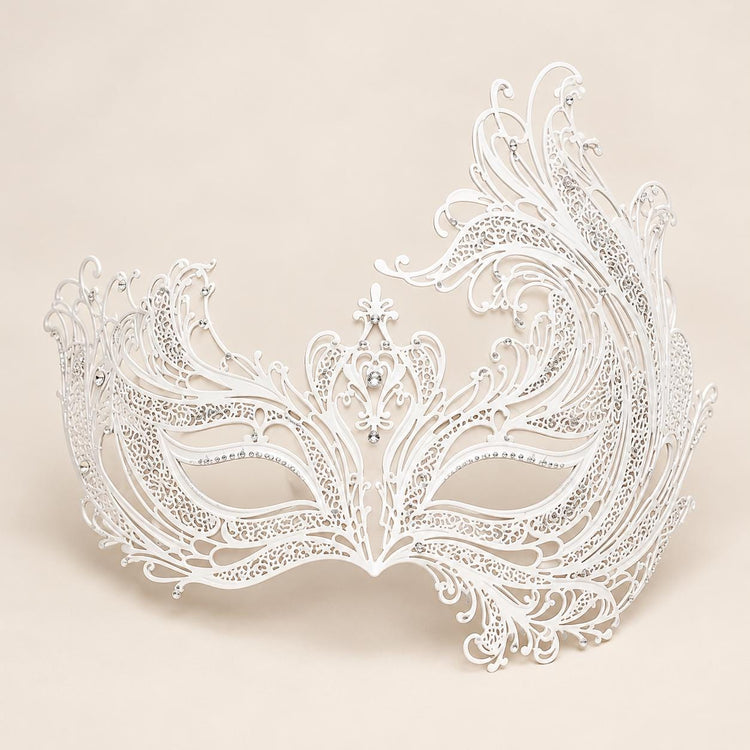 White Swan Wing Masquerade Mask with Clear Rhinestones for Women - image 5