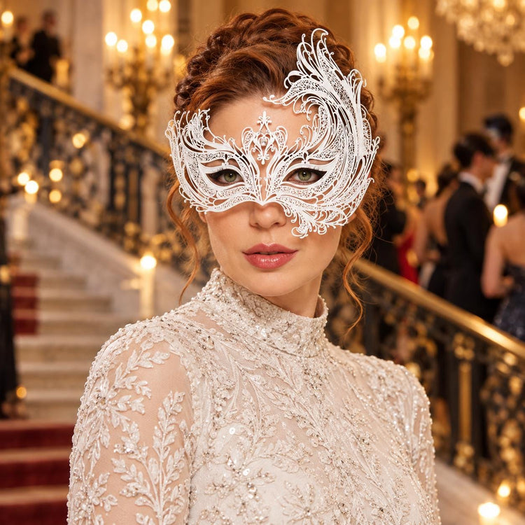 White Swan Wing Masquerade Mask with Clear Rhinestones for Women - image 3