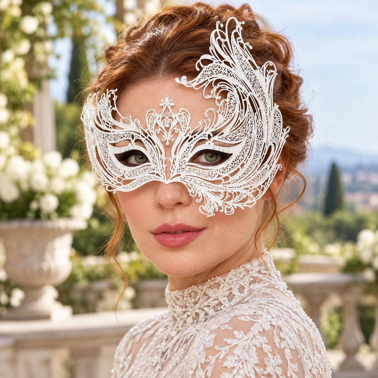 White Swan Wing Masquerade Mask with Clear Rhinestones for Women - image 4