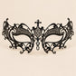 Black Curled Cutout Masquerade Mask with Clear Rhinestones for Women - image 5