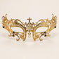 Gold Curled Cutout Masquerade Mask with Clear Rhinestones for Women - image 5