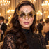 Gold Curled Cutout Masquerade Mask with Clear Rhinestones for Women - main image