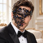 Black Side Masquerade Mask with Blue Rhinestones for Men - image 2
