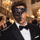 Black Side Masquerade Mask with Blue Rhinestones for Men - image 3