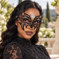 Black Pointed Masquerade Mask with Clear Rhinestones for Women - image 4
