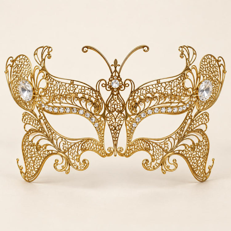 Gold Butterfly Masquerade Mask with Clear Rhinestones for Women - image 5