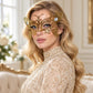 Gold Butterfly Masquerade Mask with Clear Rhinestones for Women - image 2