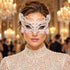 White Butterfly Masquerade Mask with Clear Rhinestones for Women - main image