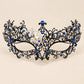Black Fine Cutout Masquerade Mask with Blue Rhinestones for Women - image 5
